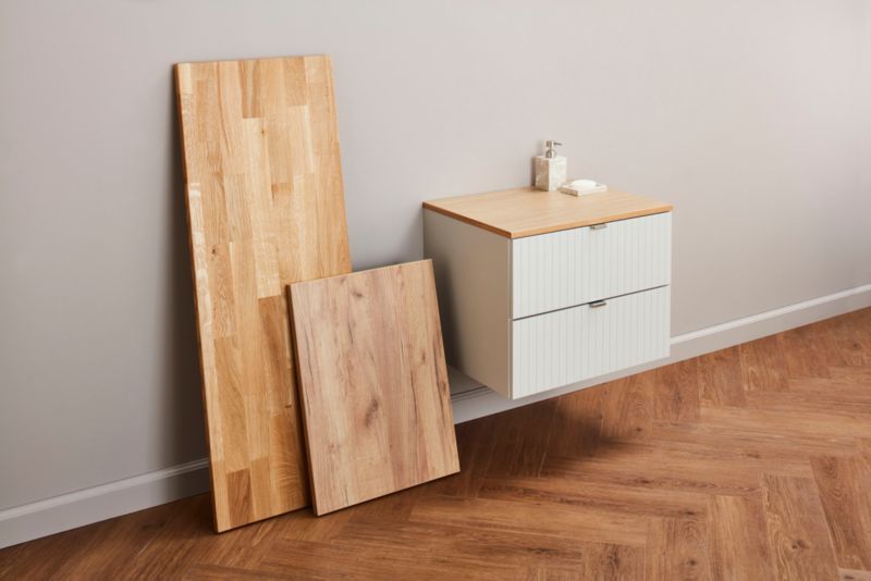 GoodHome Hartland badeværelsesbordplade 120,5 cm massiv eg