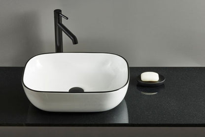 Knap Shanxi badeværelsesbordplade 60,4 x 45,3 x 2 cm mat‑sort