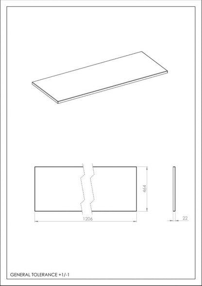Roca Style badeværelsesbordplade 120 x 46,4 cm i fume PVC