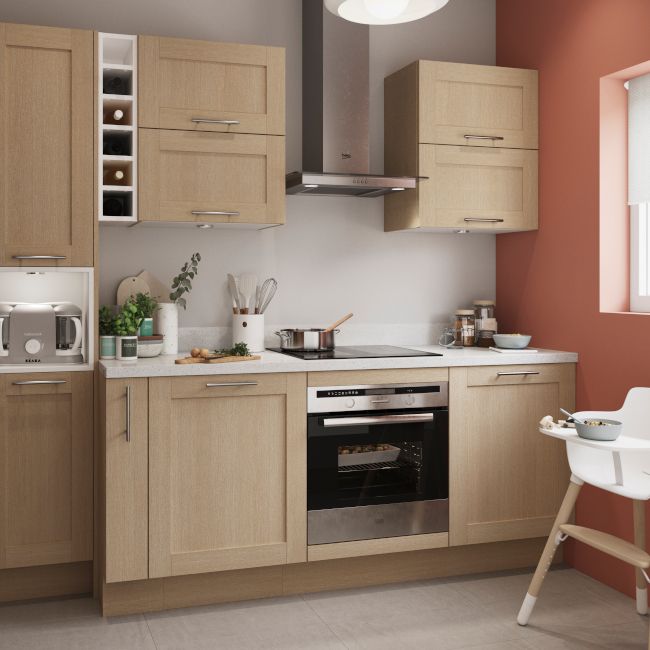 GoodHome Alpinia skjulepanel til køkkenskab med hårde hvidevarer 59,7 x 5,8 cm egetræ