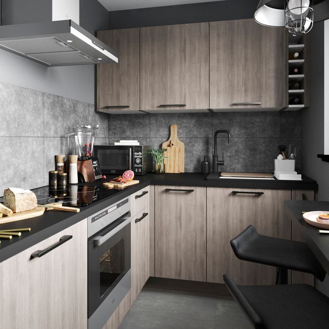 GoodHome Chia skjulepanel til køkkenskab med hårde hvidevarer 59,7 x 11,5 cm grå eg