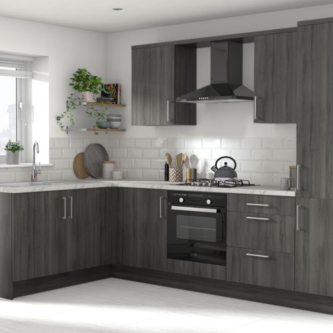 GoodHome Chia skjulepanel til køkkenskab med hårde hvidevarer 59,7 x 11,5 cm grå eg