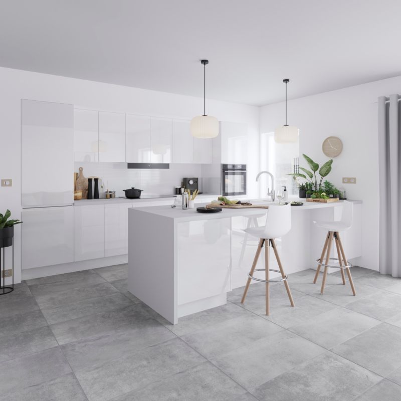 GoodHome Garcinia maskeringspanel til køkkenskab med hvidevarer 59,7 x 11,5 cm i hvid højglans