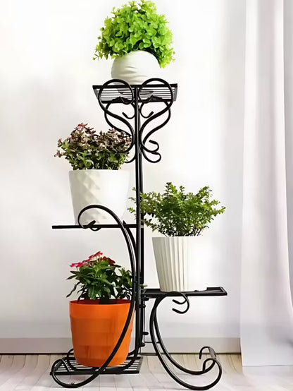 Blomsteropsats 42x79 cm 4 Hylder Sort Metal