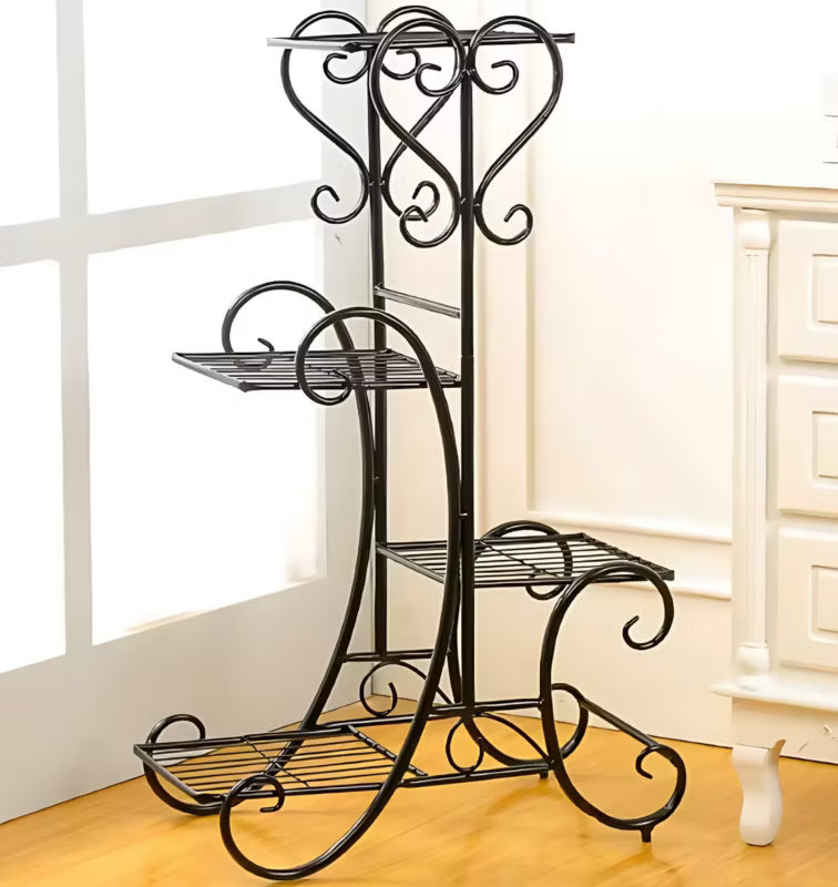 Blomsteropsats 42x79 cm 4 Hylder Sort Metal