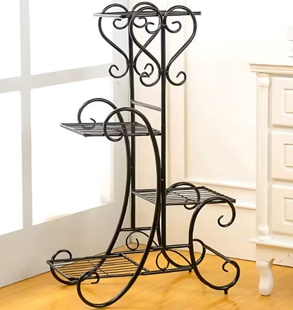 Blomsteropsats 42x79 cm 4 Hylder Sort Metal