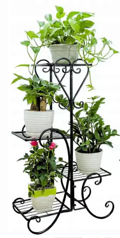 Blomsteropsats 42x79 cm 4 Hylder Sort Metal