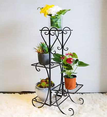 Blomsteropsats 42x79 cm 4 Hylder Sort Metal