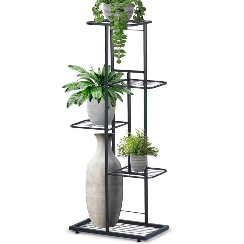 Blomsteropsats 5-Niveauer 44x23x96 cm Sort Metal