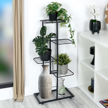 Blomsteropsats 5-Niveauer 44x23x96 cm Sort Metal