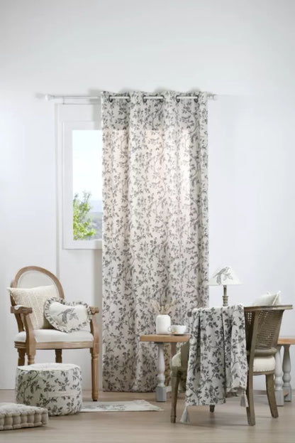 Bomuldstæppe 60x90 cm Ecru med Fuglemotiv