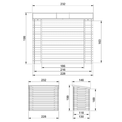 Brændely M202 232x146 cm Natur Træ 2,55 m²