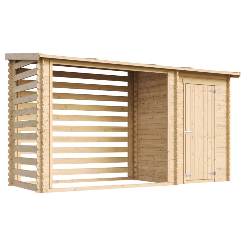Brændely M205 348x146 cm Natur Træ med Redskabsrum