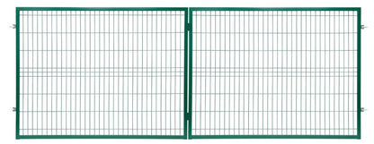 Tofløjet panelport Polbram Steel Group 2D 400 x 150 cm med 5 x 20 cm masker i grøn galvaniseret finish