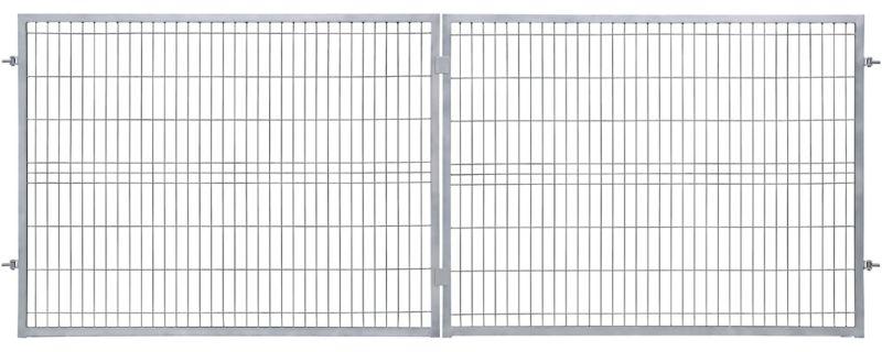 Dobbeltfløjet panelport Polbram Steel Group 2D 400 x 150 cm med 5 x 20 cm paneler, varmgalvaniseret