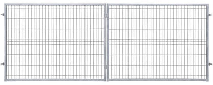 Dobbeltfløjet panelport Polbram Steel Group 2D 400 x 150 cm med 5 x 20 cm paneler, varmgalvaniseret