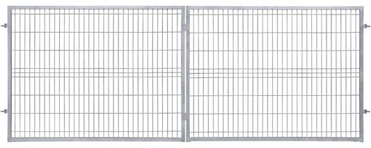 Dobbeltfløjet panelport Polbram Steel Group 2D 400 x 150 cm med 5 x 20 cm paneler, varmgalvaniseret