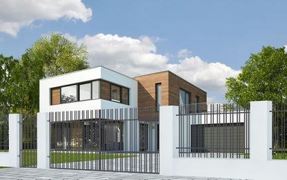 Tofløjet indkørselport Paros 400 x 150 cm galvaniseret antracit