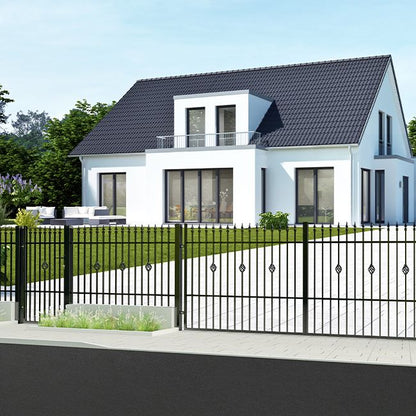 Tofløjet indkørselport Polbram Steel Group Laura 400 x 150 cm