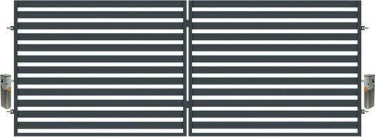 Tofløjet indkørselport med automatik Polbram Steel Group Lara 400 x 154 cm