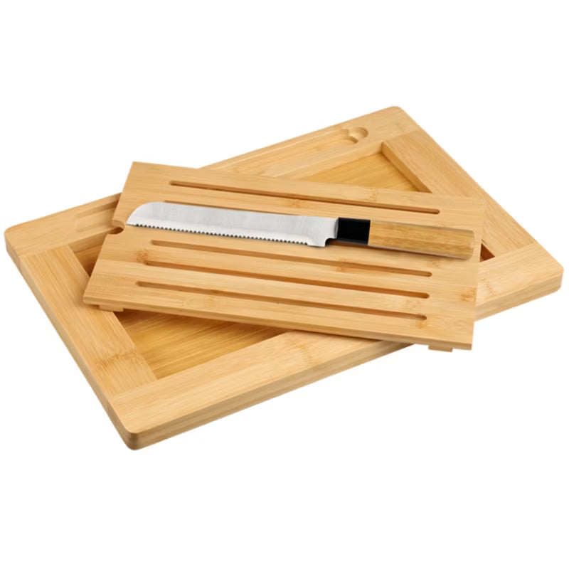 Brødskærebræt 42x28 cm Bambus med Kniv