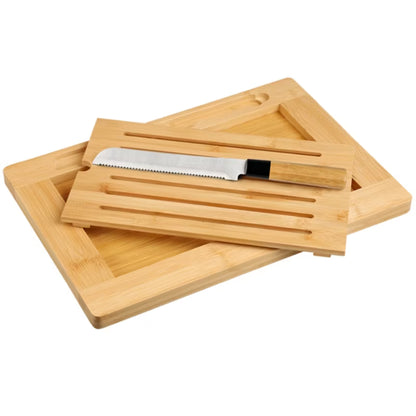 Brødskærebræt 42x28 cm Bambus med Kniv