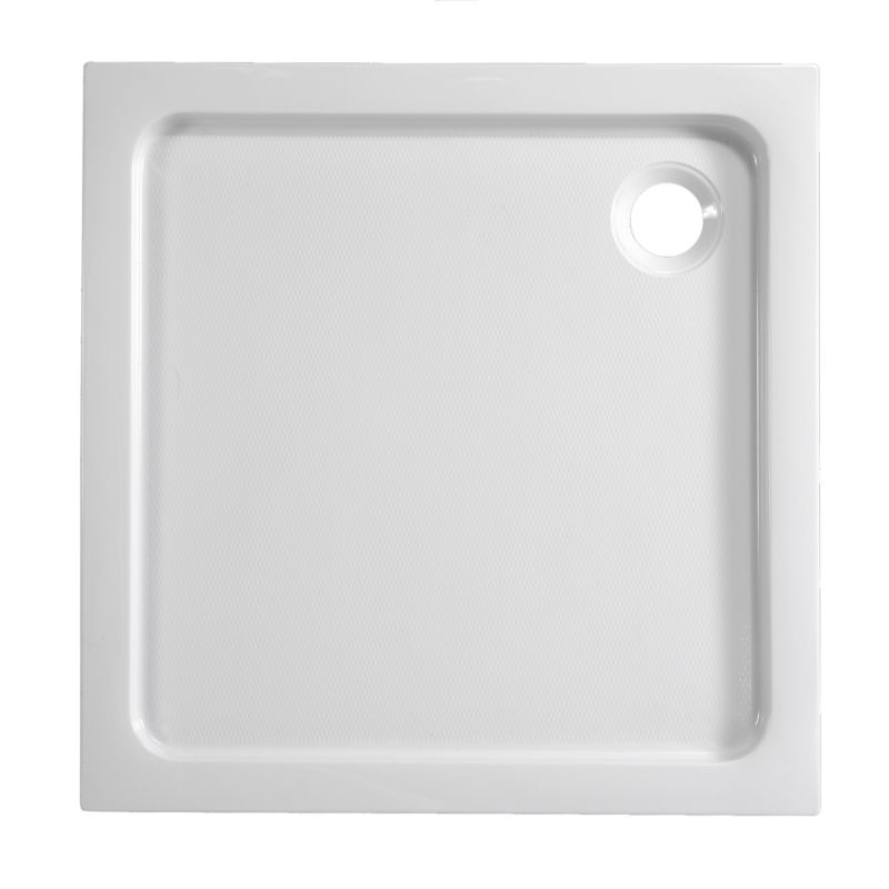 Kvadratisk Akryl Brusebakke 90x90x15 cm Hvid Antiskrid