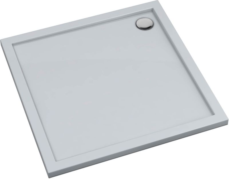 Schedpol Atla kvadratisk akrylbrusebund 80 x 80 x 4,5 cm hvid
