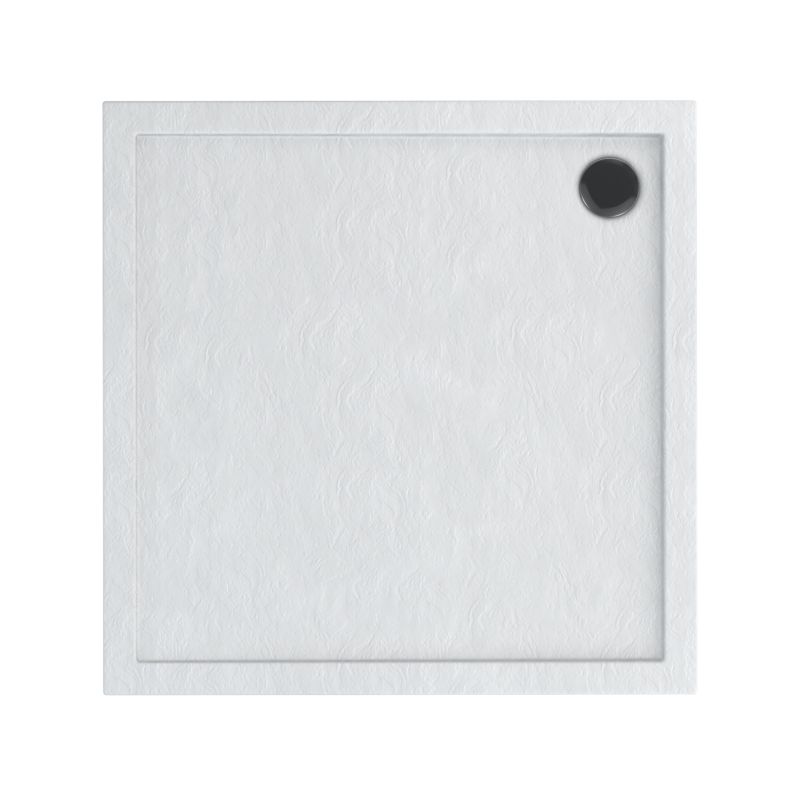 Schedpol Atla akrylbrusekar kvadratisk 90 x 90 x 4,5 cm hvid med stuktur som sten