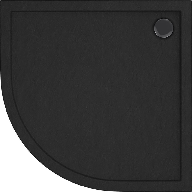 Schedpol Atla halv-rund akrylbrusebund 80 x 4,5 cm mat-sort