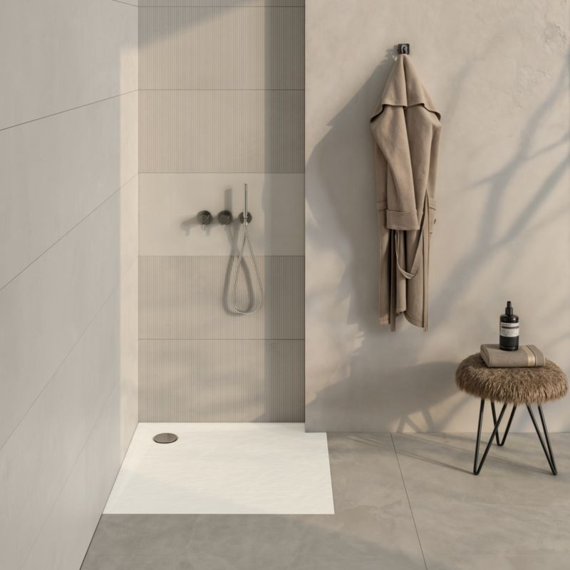 Kompositbrusebund Minera 90x90x3 cm Hvid Struktureret | MA461/B/ST