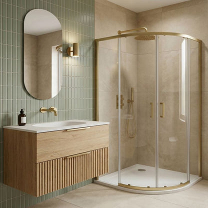 Komposit Brusebund Minera Halvcirkelformet 100x100x3,5 cm Hvid Struktureret | MA485/B/ST