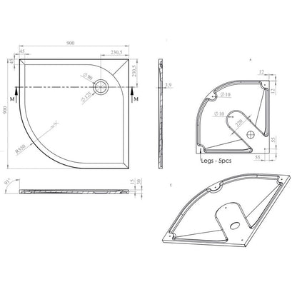 Brusebund Cavally 90x90x3 cm Hvid