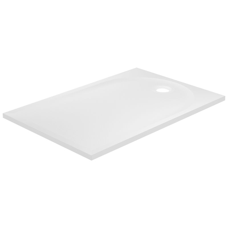 GoodHome Cavally rektangulært konglomeratbrusekar 80 x 100 x 3 cm hvid