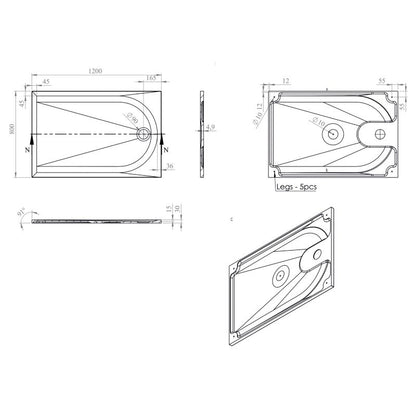 Brodzik konglomeratowy Cavally 80 x 120 cm Hvid