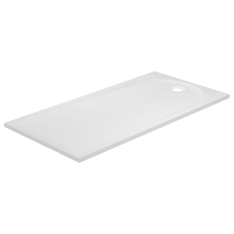 GoodHome Cavally rektangulært konglomeratbrusekar 80 x 160 x 3 cm hvid