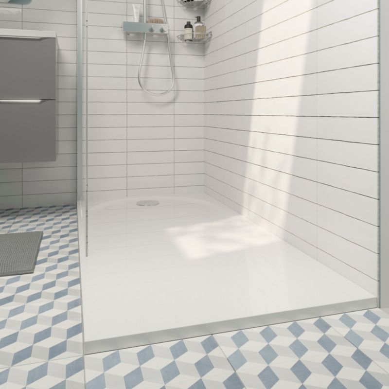 GoodHome Cavally rektangulært konglomeratbrusekar 80 x 160 x 3 cm hvid