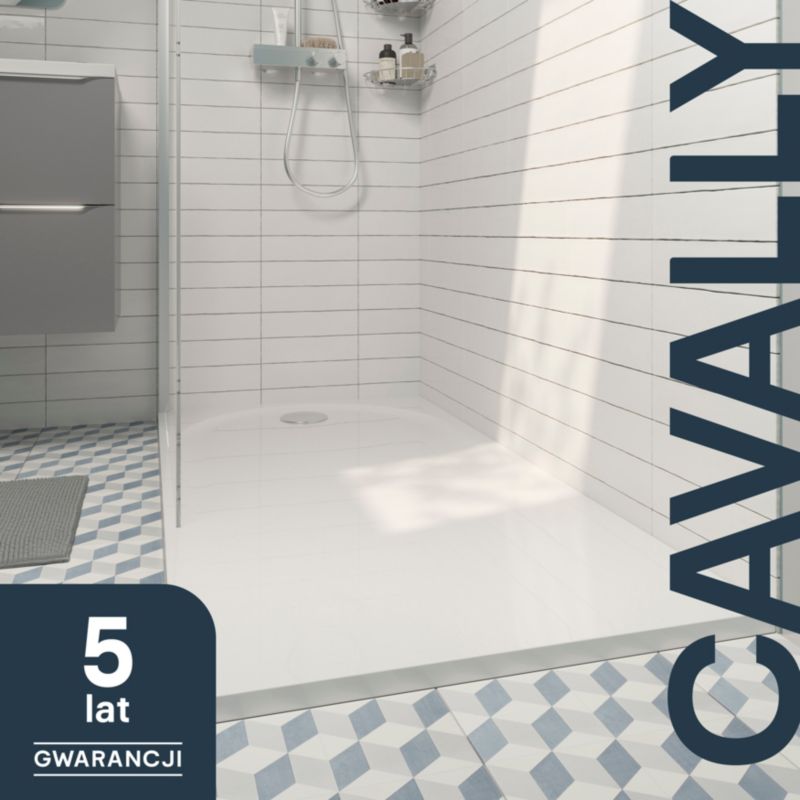 GoodHome Cavally rektangulært konglomeratbrusekar 80 x 160 x 3 cm hvid
