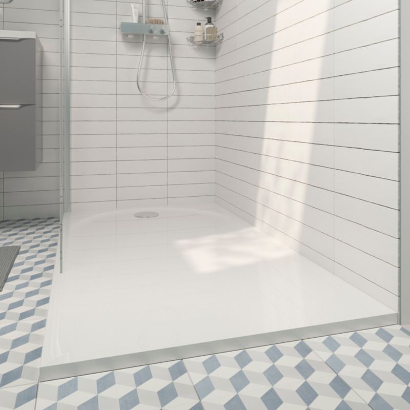 Konglomeratbrusebakke Cavally Rektangulær 90 x 140 x 3 cm Hvid