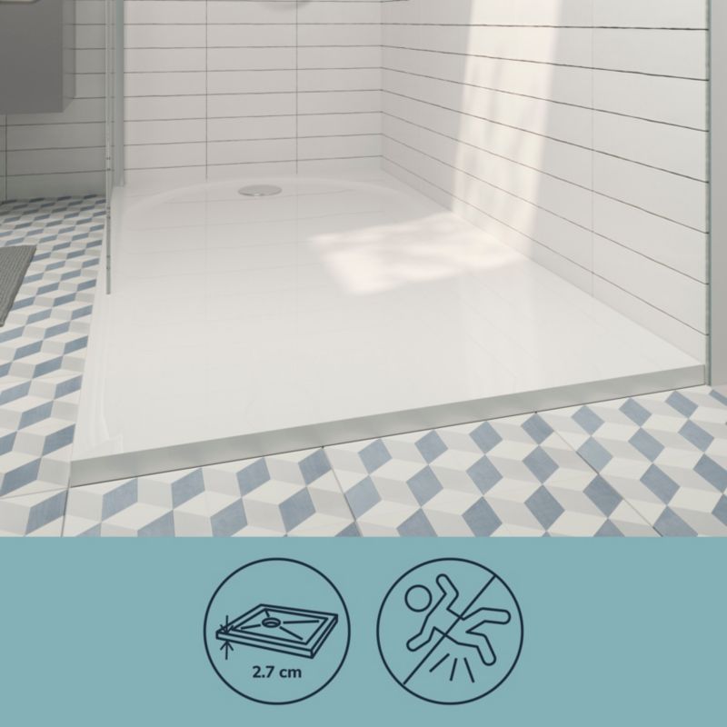 Konglomeratbruserbakke Cavally Rektangulær 90 x 160 x 3 cm Hvid