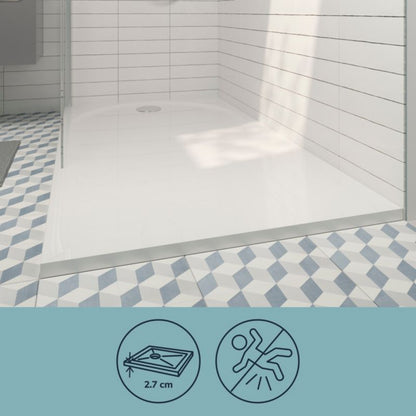 Konglomeratbruserbakke Cavally Rektangulær 90 x 160 x 3 cm Hvid