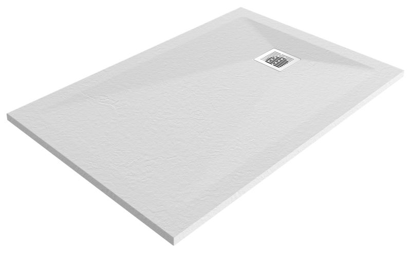 Konglomerat brusebund GoodHome Douro 120 x 90 x 2,8 cm hvid