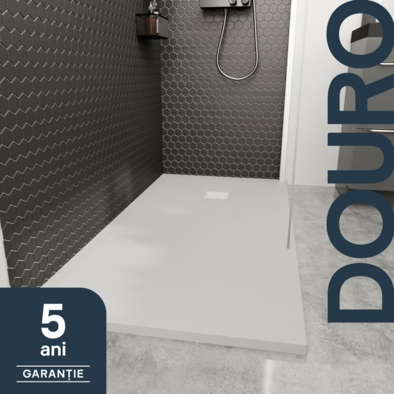 Konglomerat brusebund GoodHome Douro 120 x 90 x 2,8 cm hvid