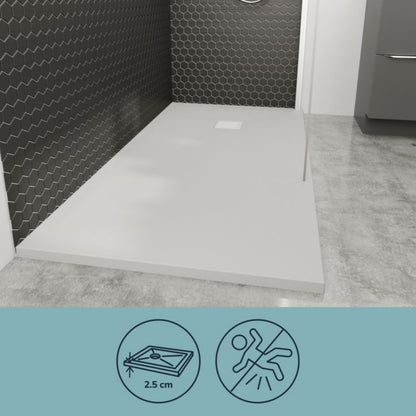 Konglomerat brusebund GoodHome Douro 120 x 90 x 2,8 cm hvid