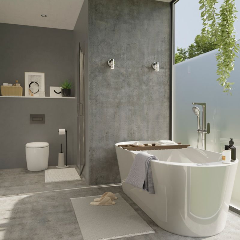 Konglomerat brusebund GoodHome Douro 120 x 90 x 2,8 cm hvid