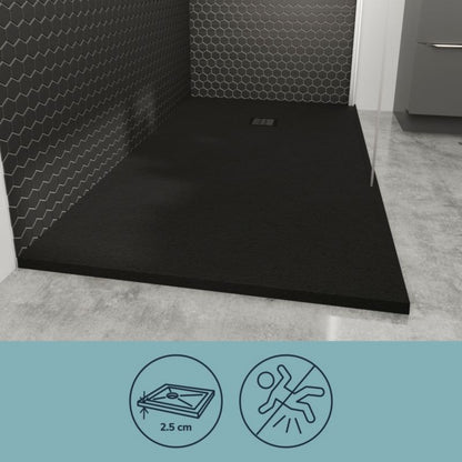 Konglomeratbrusebakke Douro 140 x 90 x 3 cm Sort