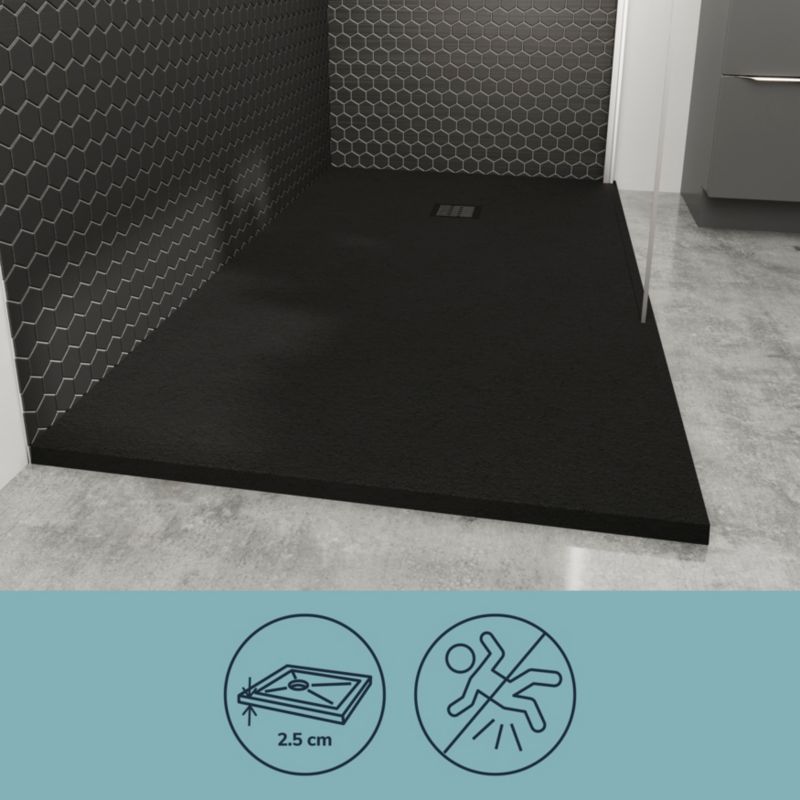 Konglomeratbrusebakke Douro 140 x 90 x 3 cm Sort