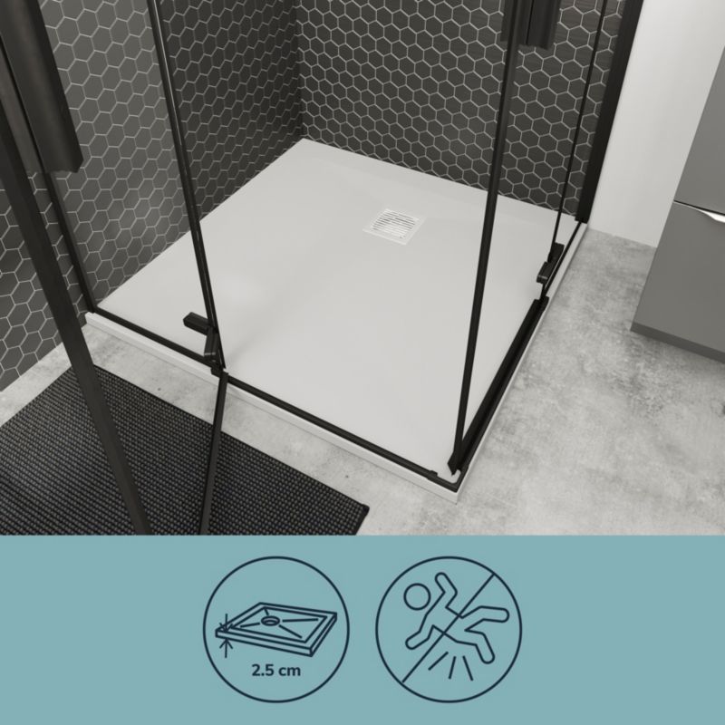 Brodziskonglomerat 90 x 90 x 2,5 cm Hvid Skridsikker