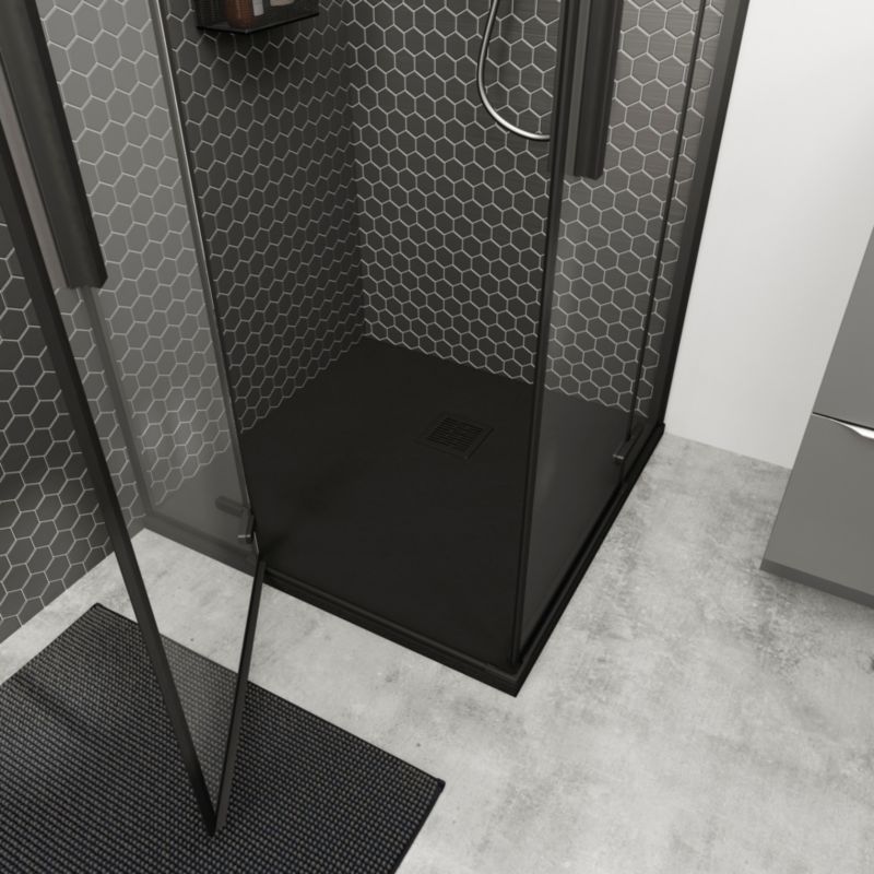Brodzik konglomeratowy Douro 90x90 cm Sort Mat