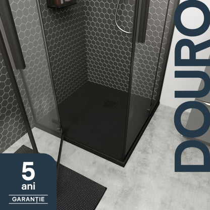 Brodzik konglomeratowy Douro 90x90 cm Sort Mat